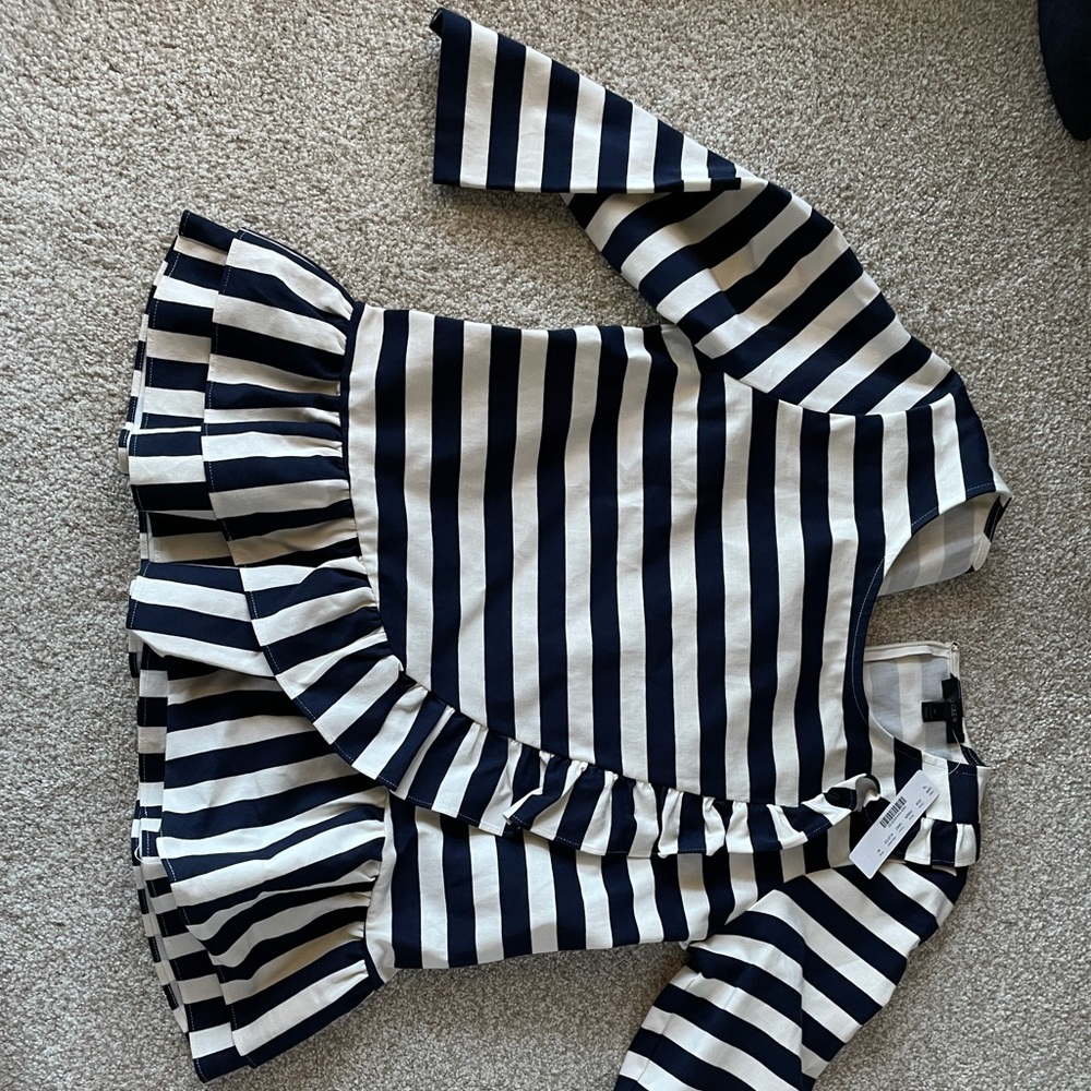 NWT jcrew navy and white blouse